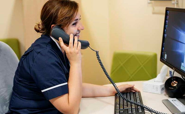 MSI UK nurse talking on the phone 